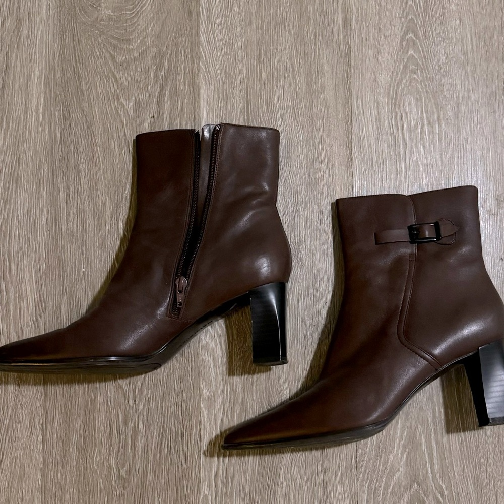 Brown Leather High Heel Boots 9W